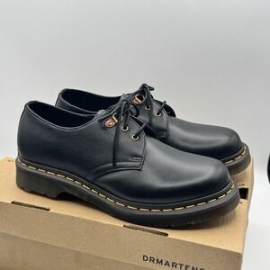 Dr Martens 1461 Wanama Black Oxford Shoes Rose Gold Eyelets Womens 9 NIB